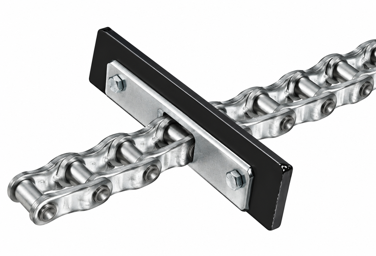 Bunk Feeder Chain - 667H Pintle Chain 10' Coil 7 Rubber Flights USA Made