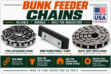 Bunk Feeder Chain - 62 Steel Detachable 10' Coil 9 Rubber Flights USA Made